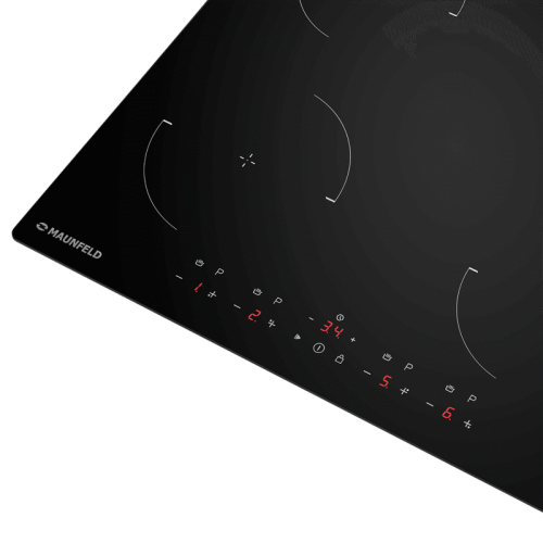 Индукция, 60 см, сенсорное управление, таймер, автоматическое выключение, черный