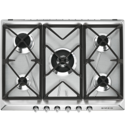 Встраиваемые газовые панели SMEG/ Газ,  Victoria, газовая варочная панель, 70 см, нержавеющая сталь матовая