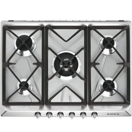 Встраиваемые газовые панели SMEG/ Газ,  Victoria, газовая варочная панель, 70 см, нержавеющая сталь матовая