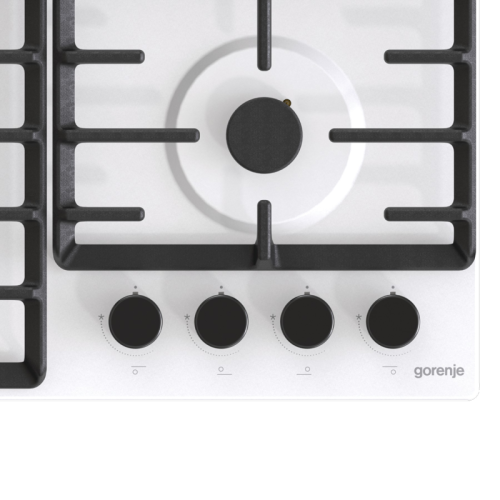 Встраиваемые газовая панели GORENJE/ Встраиваемые газовая панели GORENJE GW642SYW Газ, 60 ? 13 ? 52 см, Газ-контроль, чугунные решетки, вок, белый