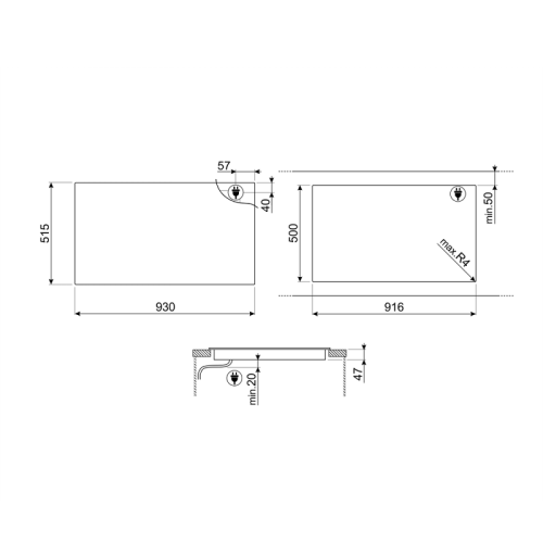 Встраиваемые индукционные панели SMEG/ Индукционная варочная панель FullArea, 90 см, чёрная стеклокерамика, прямой край