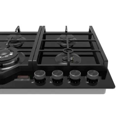 Газовая варочная панель MIDEA/ MDK/Газовая варочная панель MIDEA, 60 см, WOK-конфорка, чугунные решетки, автоподжиг, газконтроль, адаптер для кофе, цвет черный