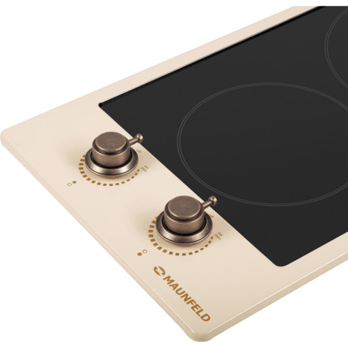 Электрическая варочная панель MAUNFELD/ Электрическая варочная панель EEHE.32VCBGB.R Hi-Light, механическое управление, 2 конфорки, мощность конфорок 1200, 1700 Вт, автоматическое выключение, цвет бежевый/бронзовый