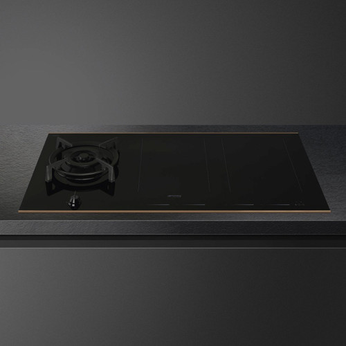 Комбинированная  варочная панель Smeg/ Комбинированная варочная поверхность, газ + индукция, Dolce Stil Novo, комбинированное управление, прямой край, 9 уровней мощности, поддержание тепла, гриль, пауза, акустический сигнал окончания приготовления, индика