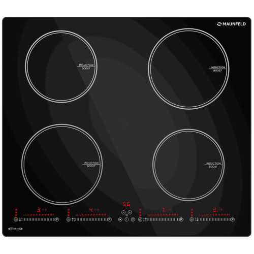 Встраиваемые индукционные панели MAUNFELD/ Встраиваемые индукционные панели MAUNFELD CVI594SBK Inverter Индукционная варочная панель, 60 см, 4 конфорки, слайдерное управление, мощность конфорок 2х2000, 2х1200, таймер, быстрый нагрев, автоматическое выключ