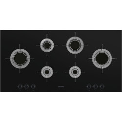 Встраиваемая газовая панель SMEG/ Газ,  Dolce Stil Novo, Газовая варочная панель, 100 cм, черная стеклокерамика, прямой край
