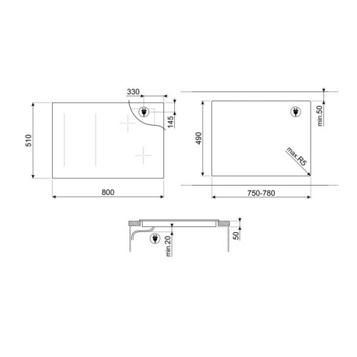 Варочная панель Smeg/ SMEG SIM1864DG Индукционная варочная панель, 80 см, прямой край