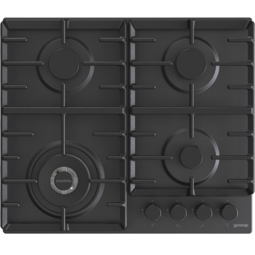 Встраиваемые газовая панели GORENJE/ Встраиваемые газовая панели GORENJE GW642SYB Газ, 60 ? 13 ? 52 см, Газ-контроль, чугунные решетки, вок, черный