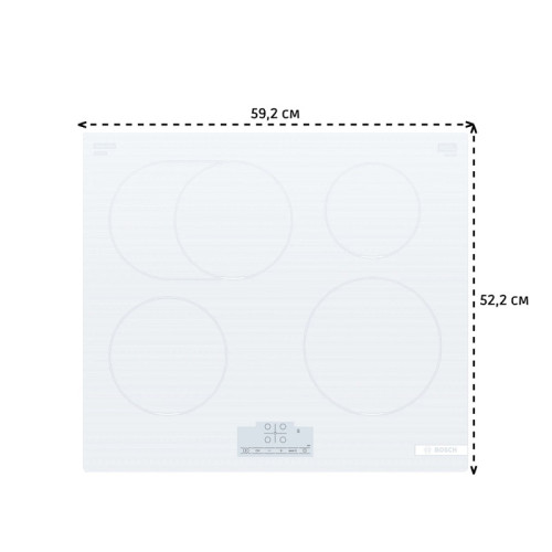 Индукционная,  60 см, индукция, скошенный край, сенсорное управление, белый