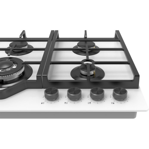 Газовая варочная панель MIDEA/ MDK/Газовая варочная поверхность,закаленное стекло, ширина 60 см, 4 газовые конфорки, 1 конфорка повышенной мощности WOK (4 кВт), фронтальные поворотные регуляторы, электроподжиг, газ-контроль каждой конфорки, новый дизайн ч