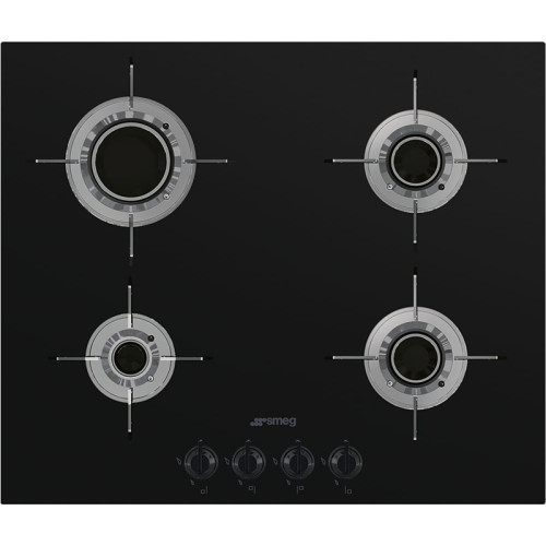 Встраиваемая газовая панель SMEG/ Газ,  Dolce Stil Novo, Газовая варочная панель, 60 см, черная стеклокерамика, прямой край