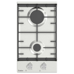 Варочная панель газовая, 30 см, 2 конфорки: экономичная конфорка (0,9 кВт), экспресс-конфорка (2,9 кВт), газ-контроль, электроподжиг, нержавеющая сталь, чугунные решетки, поворотные переключатели, комплект форсунок-переходников на балонный газ, 290х515х10