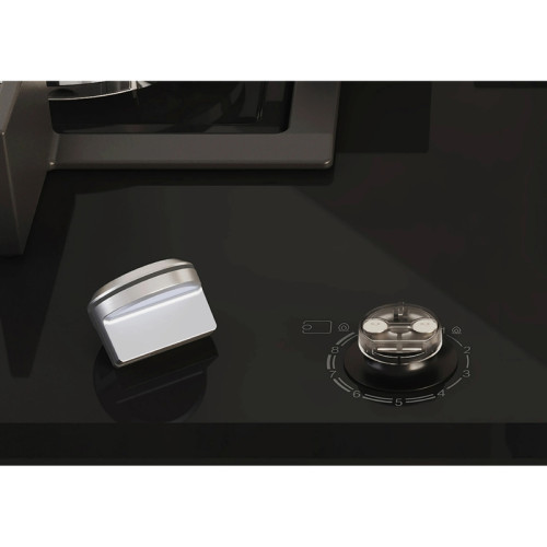 Газ,  60 см, закаленное стекло, независимая, черная