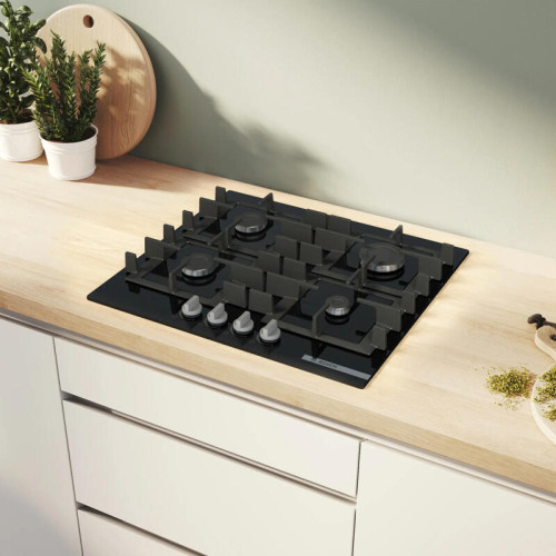 Газ, 4.5х59x52 см, закаленное стекло, 4 конфорки, газ-контроль, автоподжиг, черный цвет Газ, 4.5х59x52 см, закаленное стекло, 4 конфорки, газ-контроль, автоподжиг, черный цвет