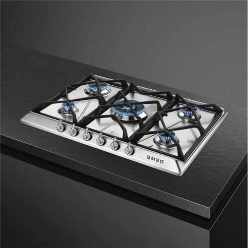 Встраиваемые газовые панели SMEG/ Газ,  Victoria, газовая варочная панель, 70 см, нержавеющая сталь матовая