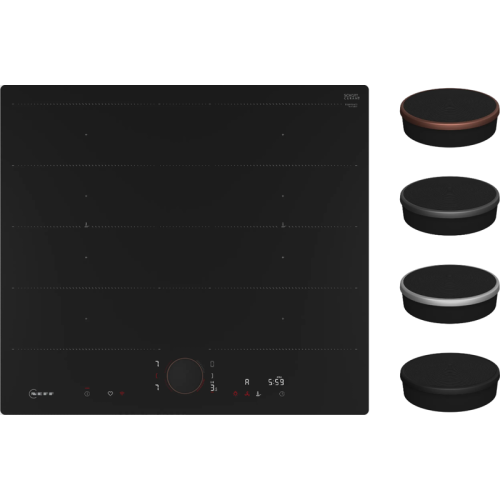 Встраиваемая варочная поверхность NEFF/ Без TwistPad  (Аксессуар заказывается отдельно), индукционная, сенсорное управление  (+ магнитный круговой переключатель), ширина - 572мм; (572х512); 4 конфорки, сенсор жарки, поддержание тепла, таймер, индикатор ос
