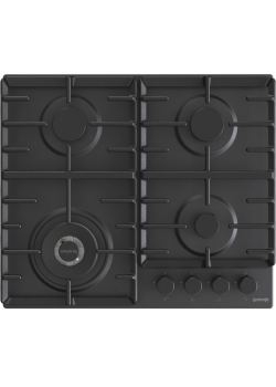 Встраиваемые газовая панели GORENJE/ Встраиваемые газовая панели GORENJE GW642SYB Газ, 60 ? 13 ? 52 см, Газ-контроль, чугунные решетки, вок, черный