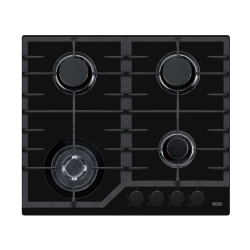 Встраиваемая варочная панель Delonghi/ Встраиваемая варочная панель Delonghi, газ, 60 см, 4 конфорки, WOK, автоподжиг, газ-контроль, чугунные решетки, цвет черное стекло