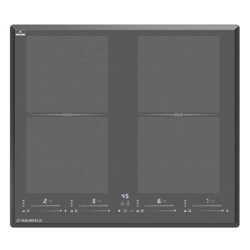 Встраиваемые индукционные панели MAUNFELD/ Индукционная, 60 см, Управление: слайдерное, сенсорное, Flex Zone и Booster, Таймер, Быстрый нагрев, стеклокерамика, черный