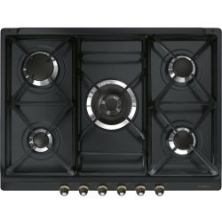Встраиваемые газовые панели SMEG/ Газ,  CORTINA,газовая варочная панель, 70 см,антрацит/фурнитура латунь