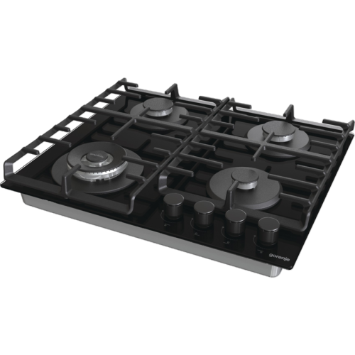 Встраиваемые газовая панели GORENJE/ Встраиваемые газовая панели GORENJE GTW642SYB Газ, 60 ? 13 ? 52 см, Газ-контроль, чугунные решетки, вок, черный