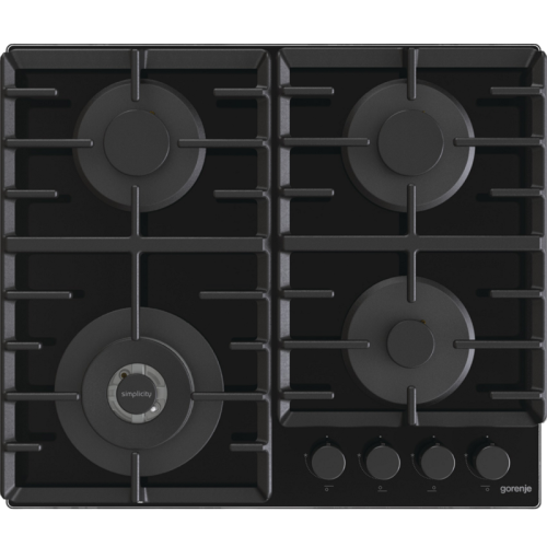 Встраиваемые газовая панели GORENJE/ Газ, 60 × 13 × 52 см, Газ-контроль, чугунные решетки, вок, черный