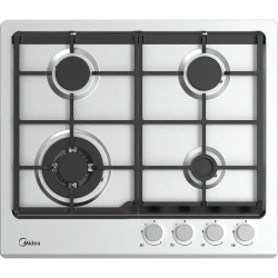 Газовая варочная панель MIDEA/ Газовая варочная панель MIDEA, 60 см, 4 конфорки, WOK-конфорка, чугунные решетки, автоподжиг, газконтроль, адаптер для кофе, цвет нержавеющая сталь