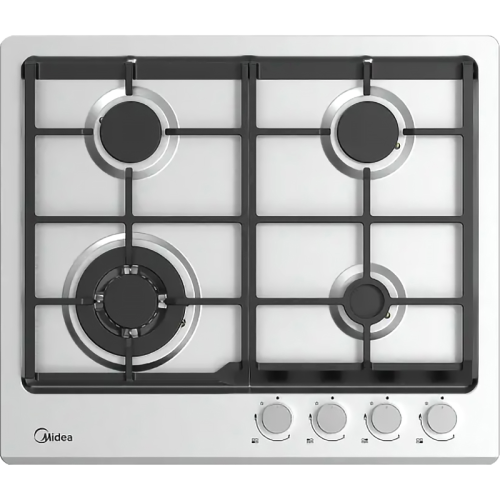 Газовая варочная панель MIDEA/ Газовая варочная панель MIDEA, 60 см, 4 конфорки, WOK-конфорка, чугунные решетки, автоподжиг, газконтроль, адаптер для кофе, цвет нержавеющая сталь