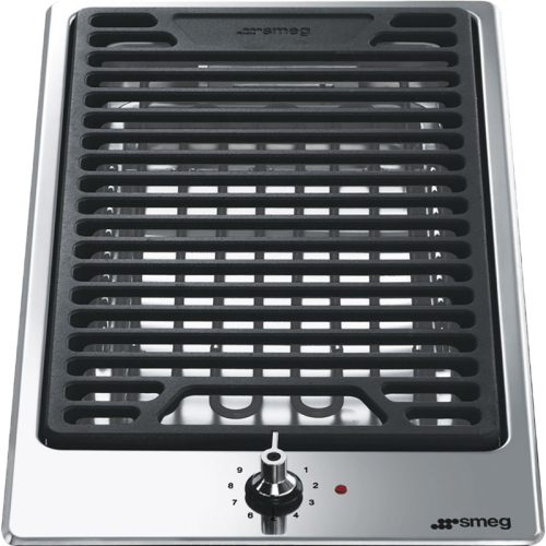 Электрический гриль домино SMEG/ Домино,  Серия Домино - электрический гриль,матовая нержавеющая сталь/ фурнитура Classica и Linea  в комплекте