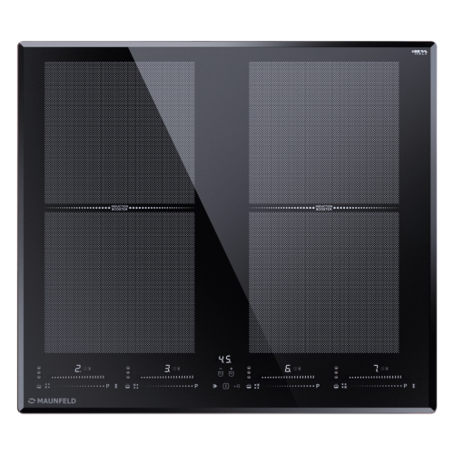 Индукция, 60 см, с двумя Flex Zone и Booster, слайдерное управление, таймер, автоматическое выключение, черный