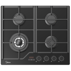 Газовая варочная панель MIDEA/ MDK/Газовая варочная панель MIDEA, 60 см, WOK-конфорка, чугунные решетки, автоподжиг, газконтроль, адаптер для кофе, цвет черный