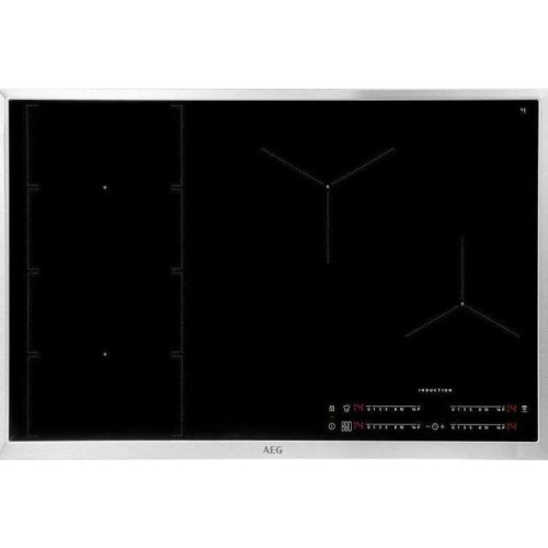 Встраиваемая индукционная панель AEG/ индукционная на 4 конфорки, 80 см, Multibridge 6000, cтеклокерамика, мощность: 7350 Вт, независимая установка, размеры (ШхГ): 76.6x51.6х4.6 см,рама из нержавеющей стали
