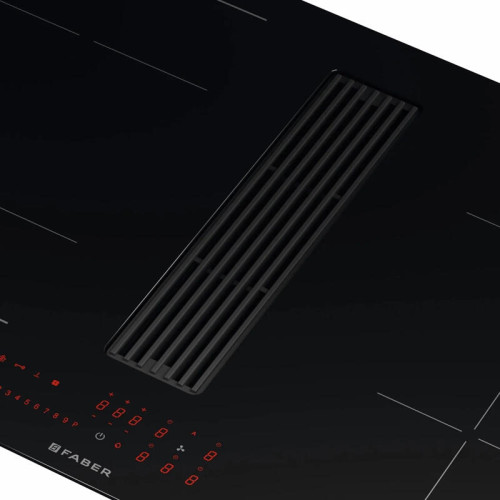 Варочная панель со встроенной вытяжкой Faber/ BETTER, GALILEO LINEAR A830, индукционная, 83 см, 4 зоны нагрева, слайдерное управление, 10 уровней мощности, пауза, Wi-Fi, автоматическое определение посуды, мощность вытяжки 600 м3/ч, 9 уровней мощности + ин