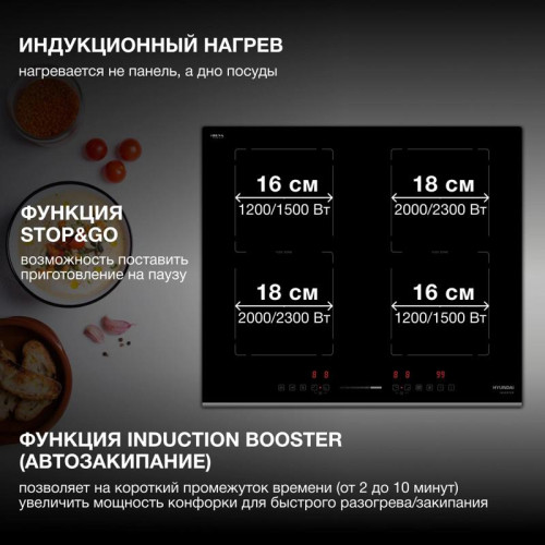 Индукционная варочная поверхность/ Индукционная варочная поверхность Hyundai HHI 6772 BG черный