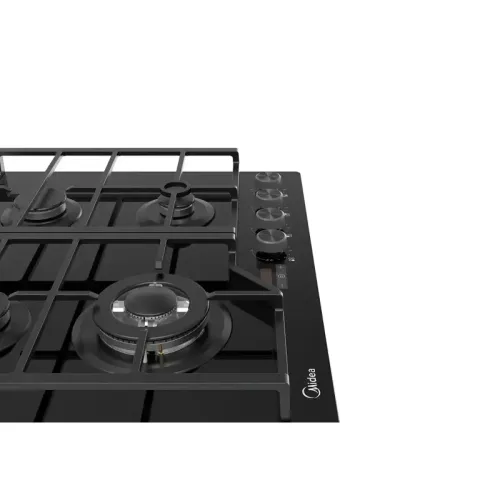 Газовая варочная панель MIDEA/ MDK/Газовая варочная панель MIDEA, 60 см, WOK-конфорка, чугунные решетки, автоподжиг, газконтроль, адаптер для кофе, цвет черный