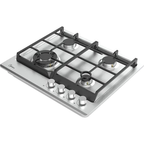 Газовая варочная панель MIDEA/ Газовая варочная панель MIDEA, 60 см, 4 конфорки, WOK-конфорка, чугунные решетки, автоподжиг, газконтроль, адаптер для кофе, цвет нержавеющая сталь