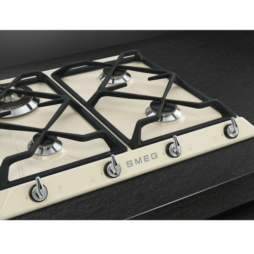 Встраиваемые газовые панели SMEG/ Газ,  Victoria, газовая варочная панель, 60 см, кремовая