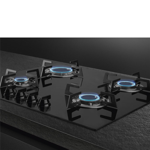 Встраиваемая газовая панель SMEG/ Газ,  Dolce Stil Novo, Газовая варочная панель, 60 см, черная стеклокерамика, прямой край