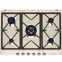 Встраиваемые газовые панели SMEG/ Газ,  Victoria, газовая варочная панель, 70 см, кремовая