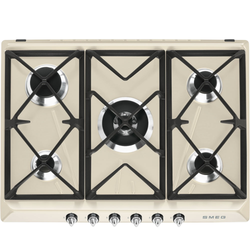Встраиваемые газовые панели SMEG/ Газ,  Victoria, газовая варочная панель, 70 см, кремовая