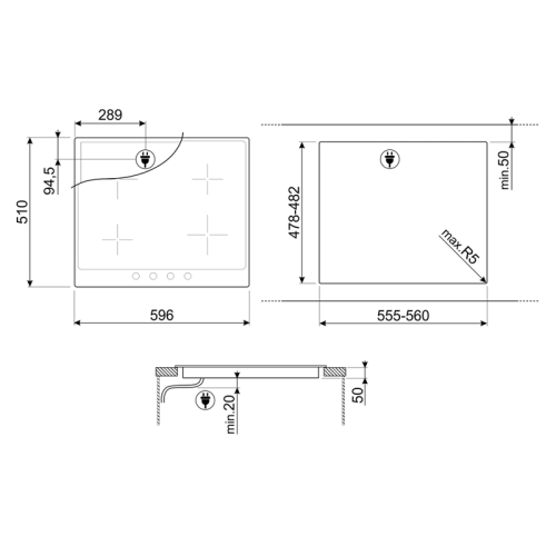 Встраиваемые индукционные панели SMEG/ Victoria, Индукционная варочная панель, 60 см, кремовая, фурнитура Victoria, рамка кремовая