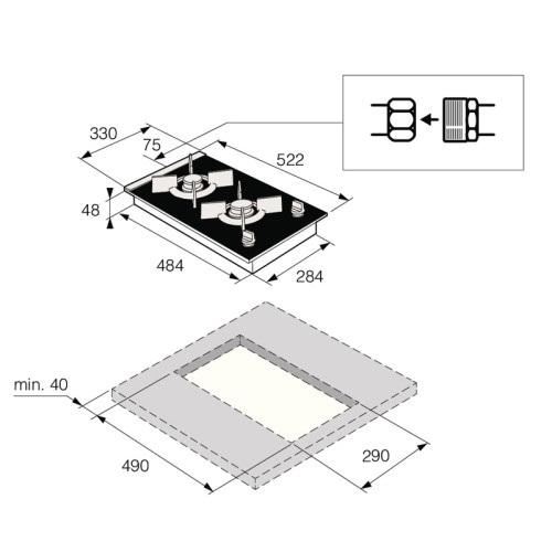Газовая варочная панель ASKO/ Арт. 741472 ; Газовая варочная панель ASKO, 2 зоны,материал стеклокерамика,кольцо для вока-чугун,электроподжиг, цвет черный