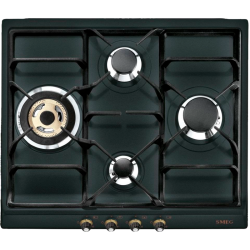 Встраиваемые газовые панели SMEG/ Газ,  CORTINA,газовая варочная панель, 60 см,антрацит/ фурнитура латунь
