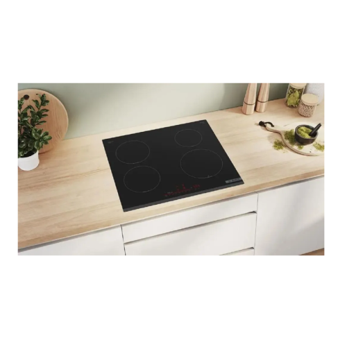 Встраиваемая индукционная панель BOSCH/ Встраиваемая индукционная панель BOSCH PIE631HB1E Индукционная,  60 см, индукция, скошенный край, сенсорное управление, черный