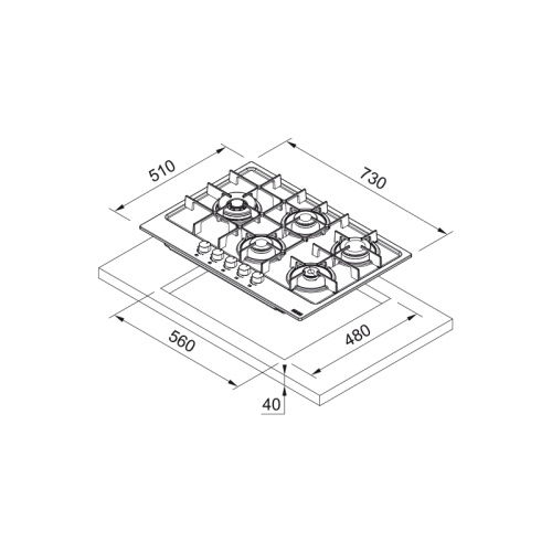 Встраиваемые газовые панели Franke/ Better, Вар.пов.газ. FHMA 755 4G DCL XS C Встраиваемые газовые панели Franke/ Better, Вар.пов.газ. FHMA 755 4G DCL XS C