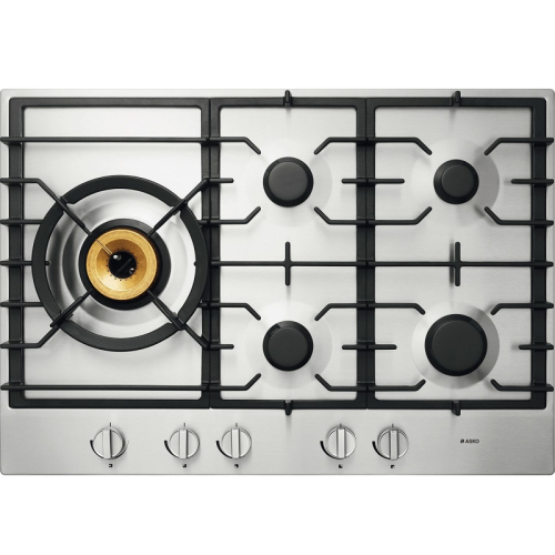 Встраиваемые газовые панели ASKO/ Арт. 476657 ; газовая, встраиваемая, 4.8 х 75 х 52.6, 5 конфорок, конфорка повышенной мощности Super Vario Wok, механическое управление, поворотные переключатели, нержавеющая сталь
