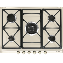 Встраиваемые газовые панели SMEG/ Газ,  CORTINA,газовая варочная панель, 70 см,кремовый/ фурнитура латунь