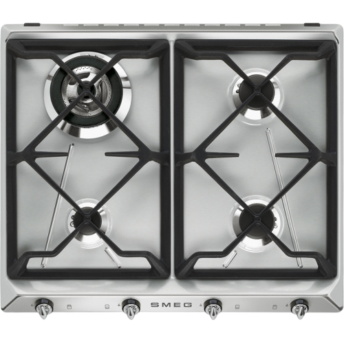 Встраиваемая газовая панель SMEG/ Газ,  Victoria, газовая варочная панель, 60 см, нержавеющая сталь матовая