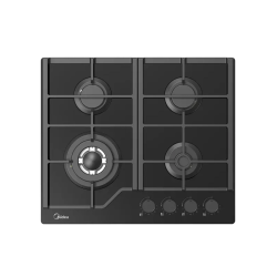 Газовая варочная панель MIDEA/ Газовая варочная панель MIDEA, 60 см, 4 конфорки, закаленное стекло, WOK-конфорка, чугунные решетки, автоподжиг, газконтроль, адаптер для кофе, цвет черный