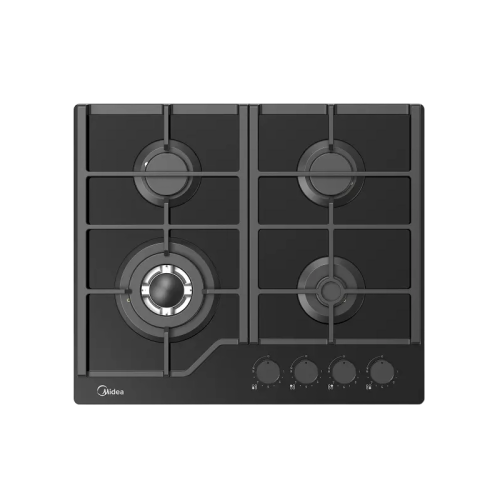 Газовая варочная панель MIDEA/ Газовая варочная панель MIDEA, 60 см, 4 конфорки, закаленное стекло, WOK-конфорка, чугунные решетки, автоподжиг, газконтроль, адаптер для кофе, цвет черный